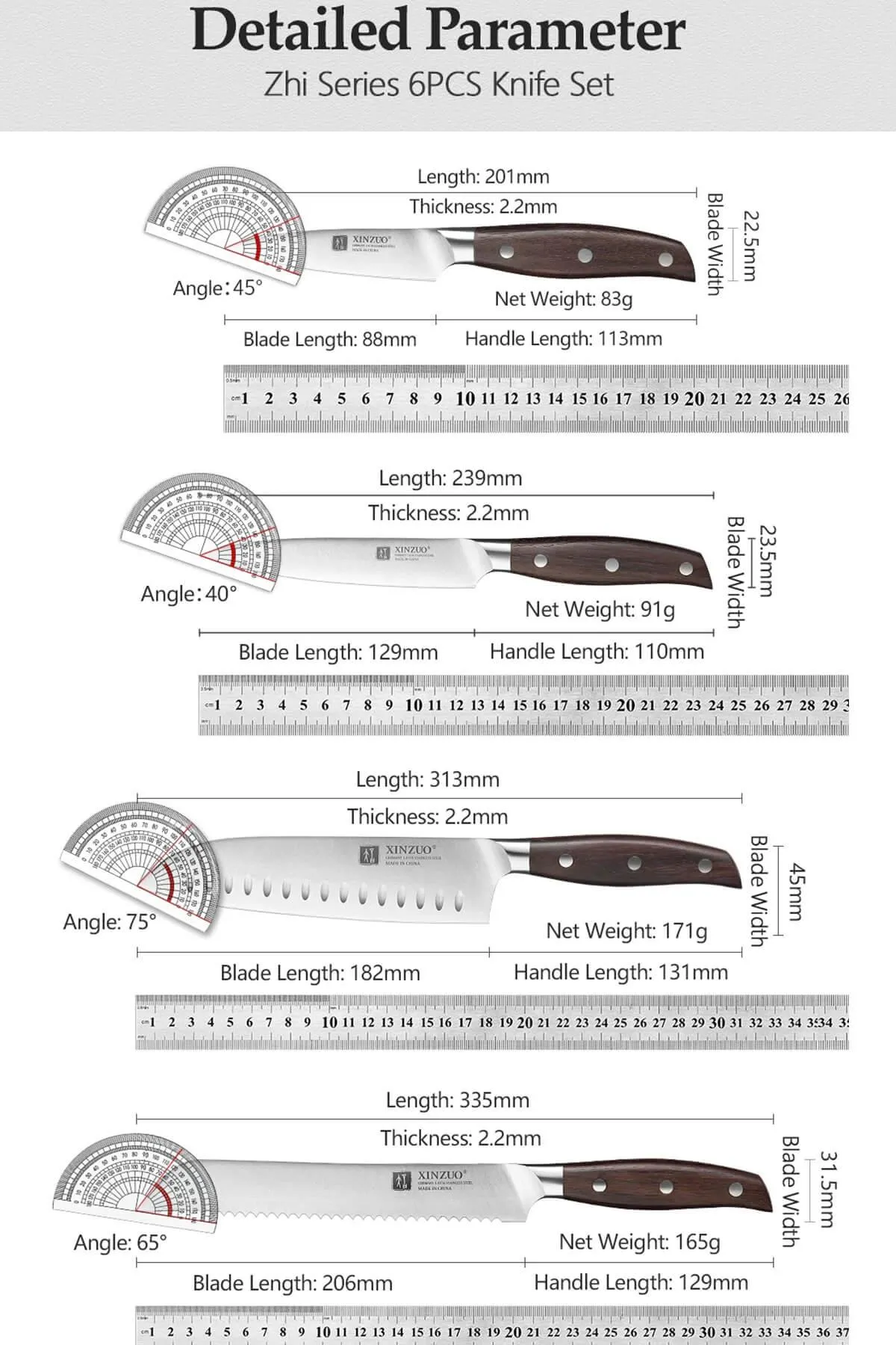 Xinzuo B35 6 Pcs German Steel Kitchen Knife Set