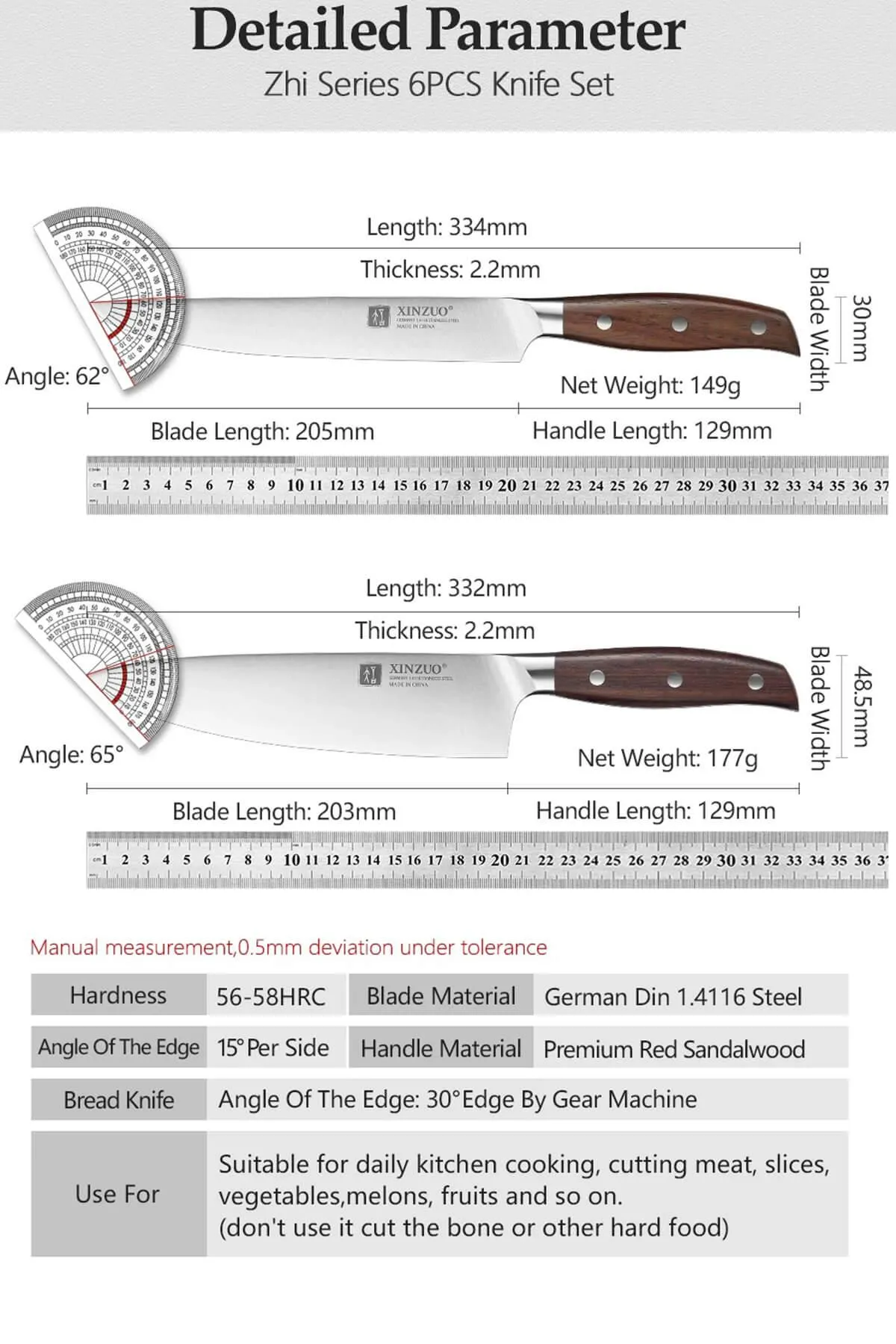 Xinzuo B35 6 Pcs German Steel Kitchen Knife Set